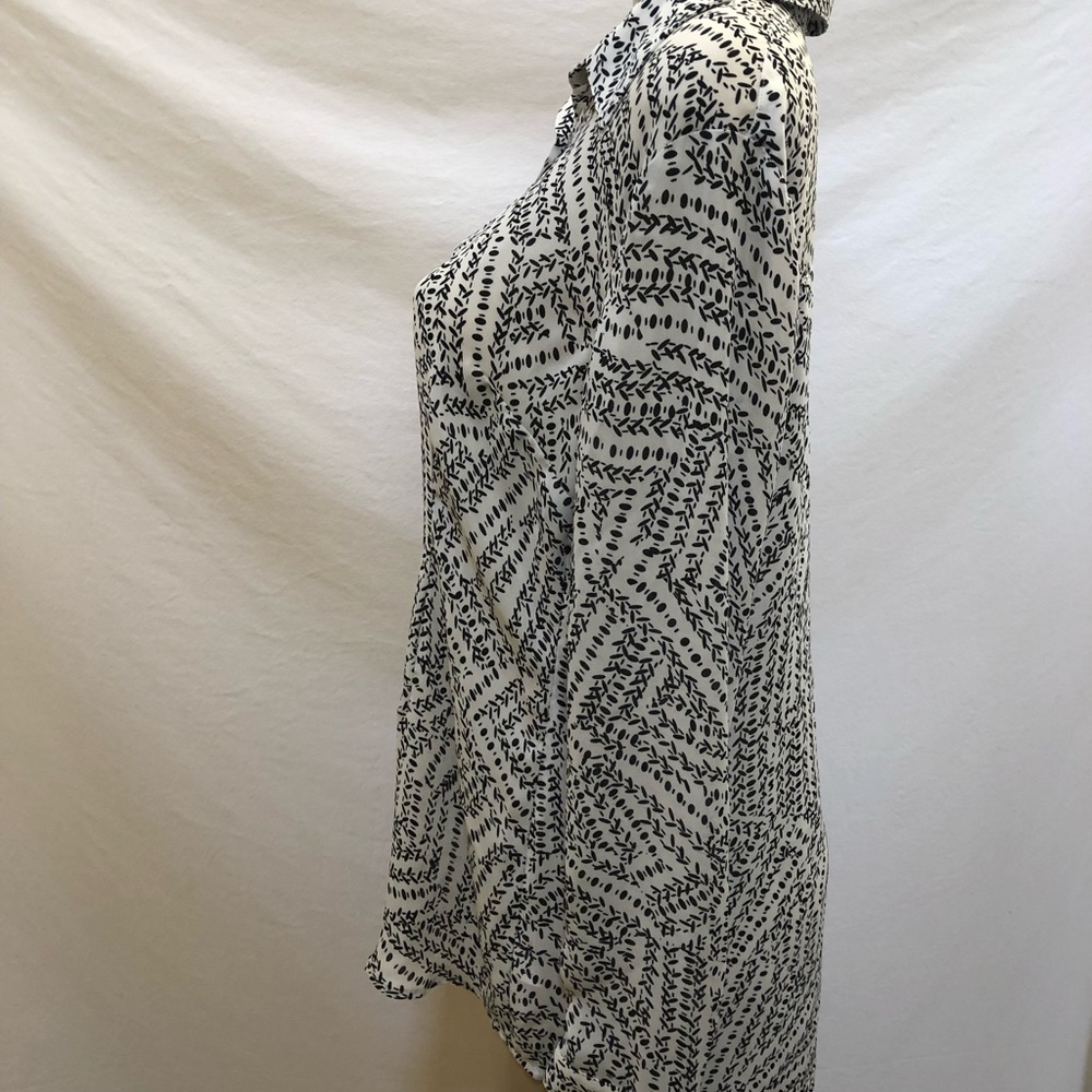 Cabi Button Down Sheer Split Back Blouse M - image 3